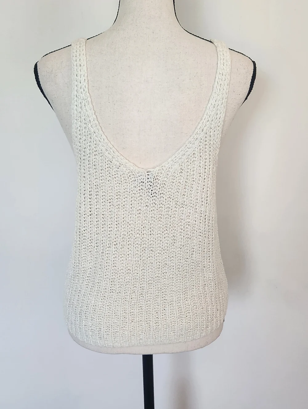 Moon & Madison Boho Crochet Loose Knit Tank Cream Summer Minimalist Large